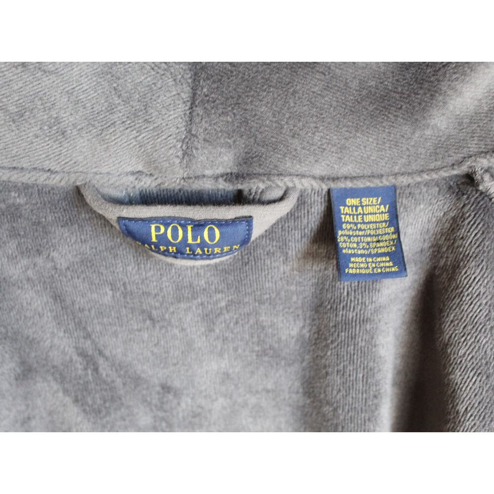 Polo Ralph Lauren Robe Mens One Size Gray Spa Luxury Loungewear Belted Pony - Picture 6 of 7